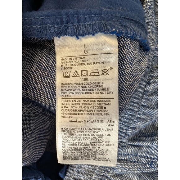 Old Navy Pants Womens L Blue High Rise Straight Tape Chambray Linen Blend Crop - Picture 6 of 11